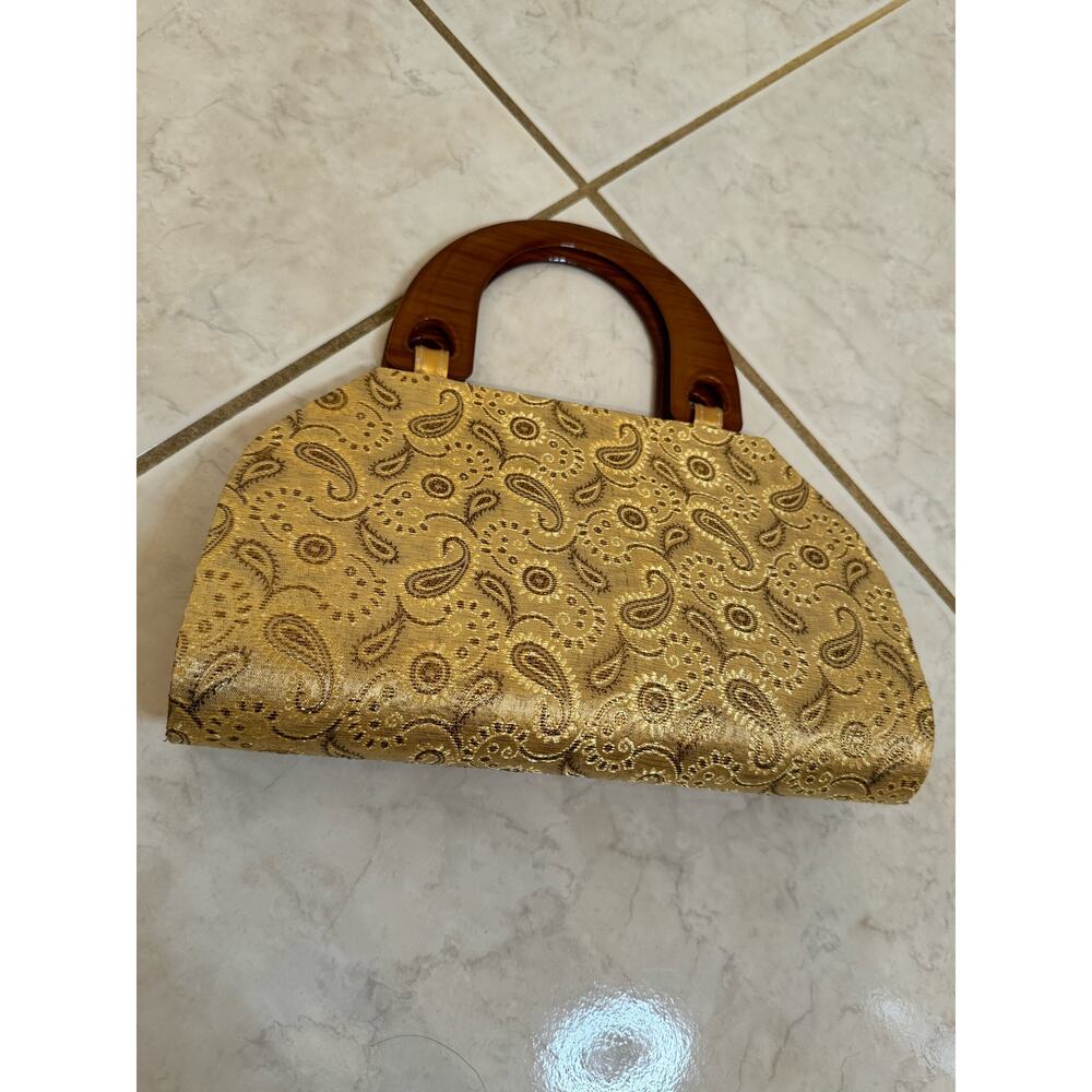 Women's Gold & Brown Paisley Design Handbag